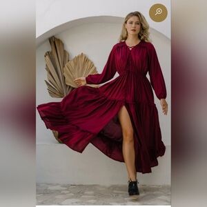 ✨️NWT✨️ Size Large Flower Fields Maxi Long Sleeve Red Dress